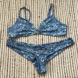 Frankie’s Bikinis Blue Paisley Bikini Set